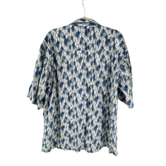 Columbia Men's XL Short-Sleeve Leaf Print Shirt Blue White Lightweight Vacation - Picture 3 of 7